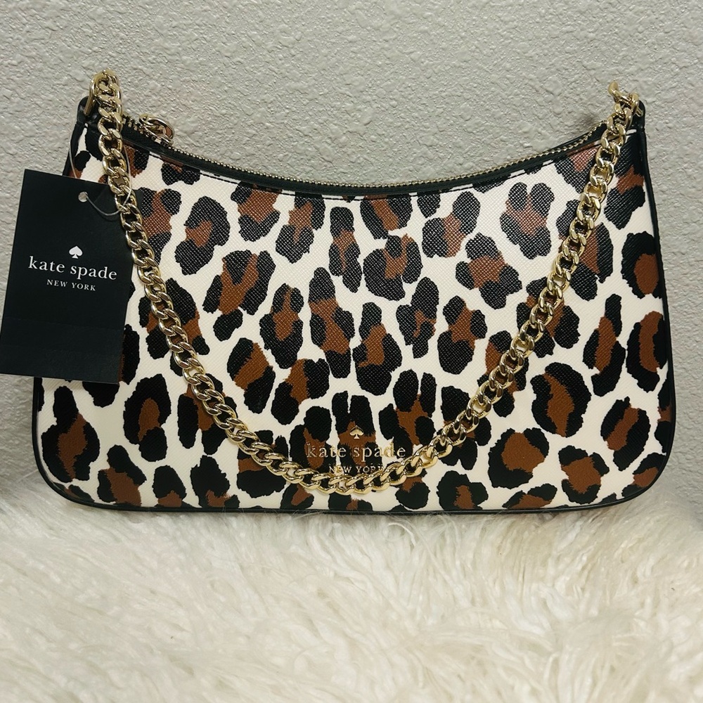 Kate Spade ♠️ Madison Brown and Black Spotted Leopard Crossbody Satchel NWT - Picture 3 of 5